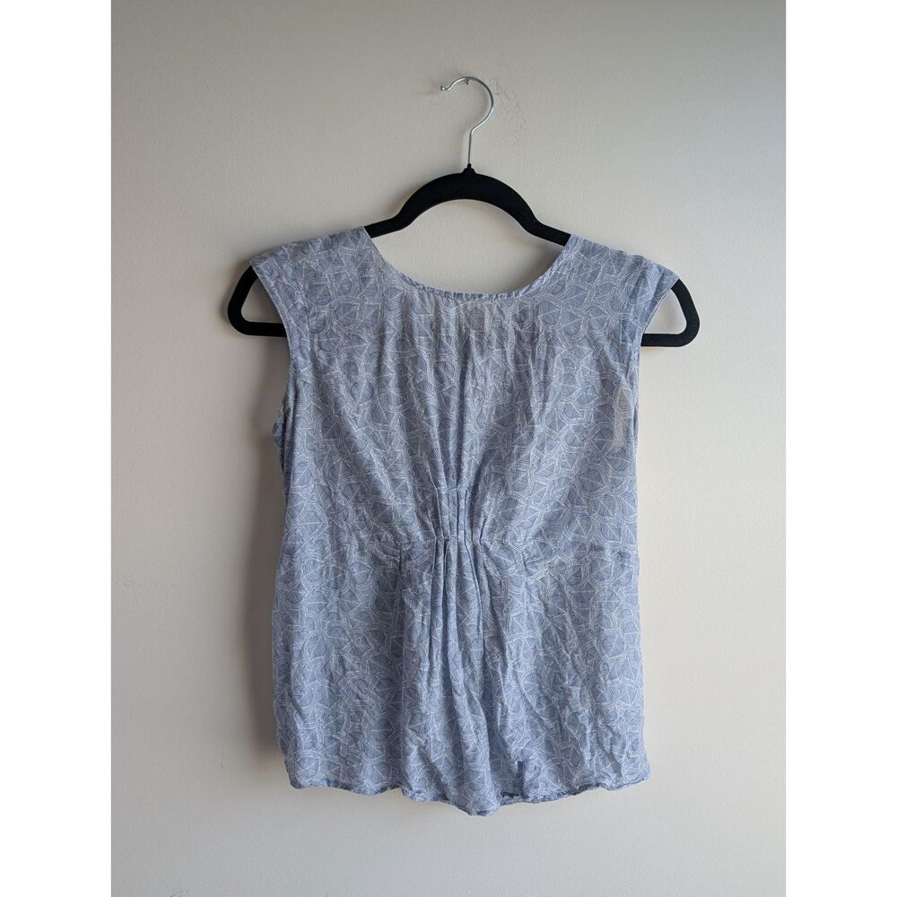 Banana Republic PETITE women’s sheer light blue paisley sleeveless blouse, 2P